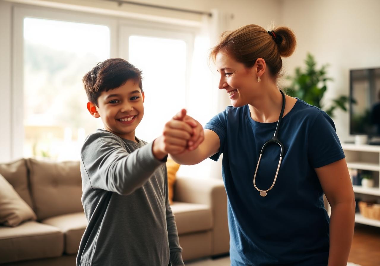 Clinicians collaborating warmly with a young adult